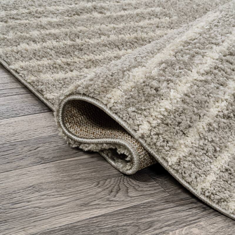 JONATHAN Y Elm Abstract Stripe Geometric Shag Area Rug