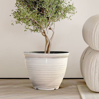 Ivory White Bell Round Recyled Plastic Planter