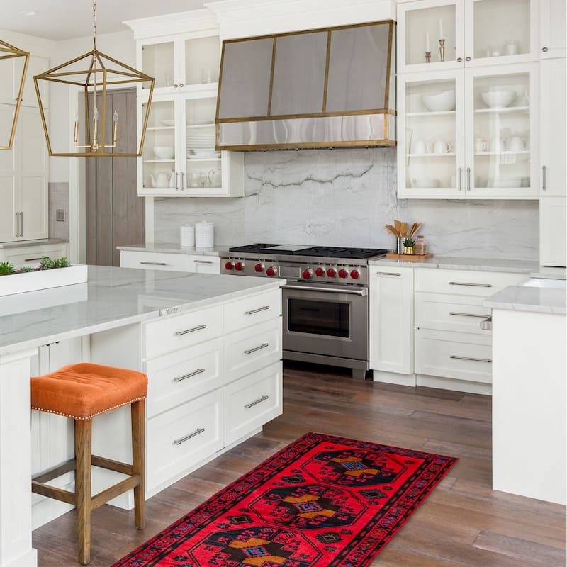 ECARPETGALLERY Hand-knotted Teimani Red Wool Rug - 3'1 x 8'9