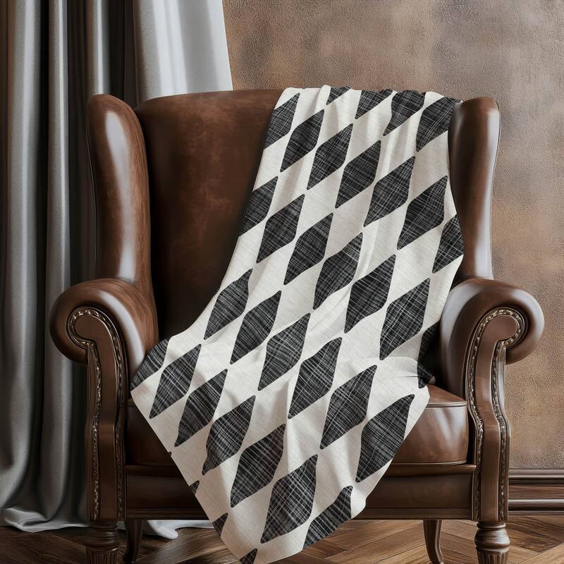 Premium Machine Washable Modern Argyle Sherpa Throw Blanket
