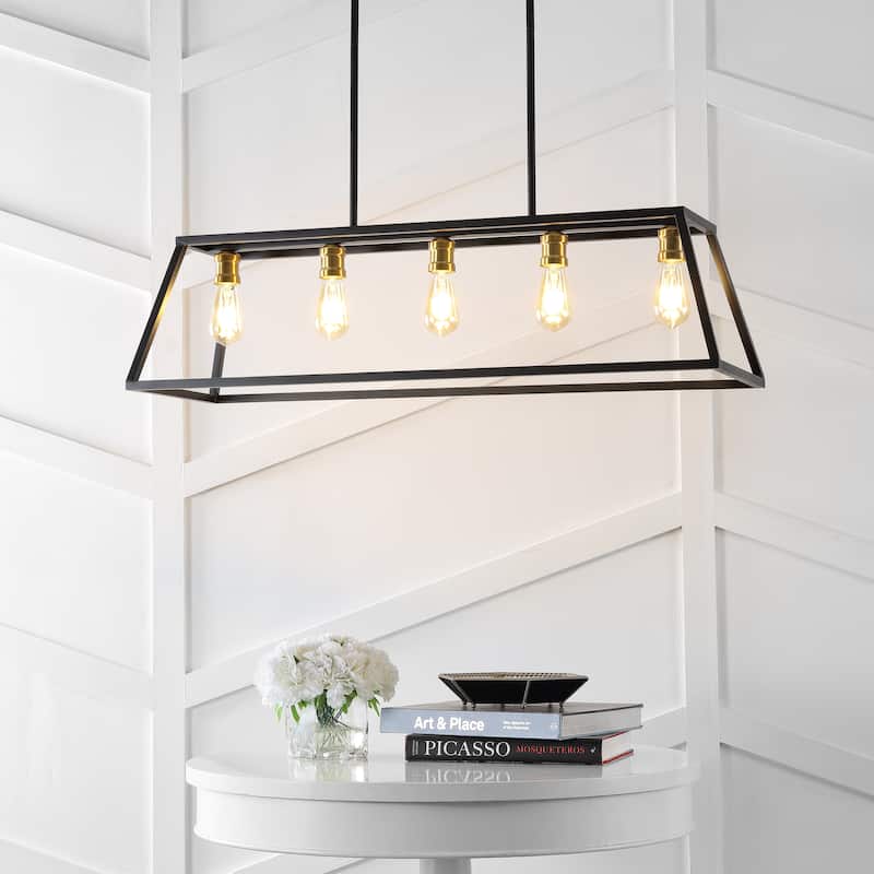 Staunton 38" 5-Light Adjustable Iron Farmhouse Vintage LED Dimmable Pendant, by JONATHAN Y