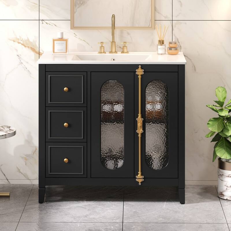 36" Bathroom Vanity with 2 Soft Close Doors and 3 Drawers