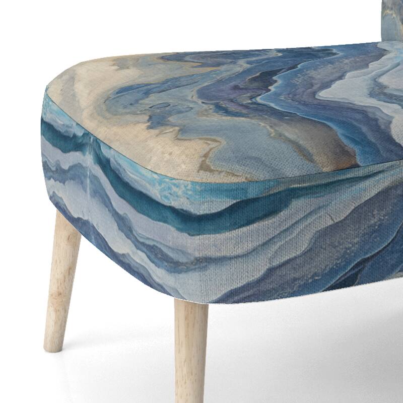 Designart "Coast Blue Sea Waves Watercolour" Upholstered Abstract Accent Chair - Modern Arm Chair For Bedroom