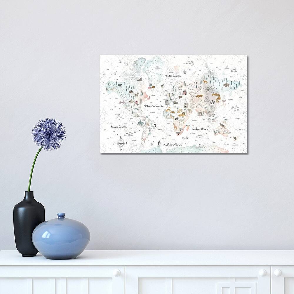 iCanvas "World Traveler I Dot BG" by Laura Marshall Canvas Print