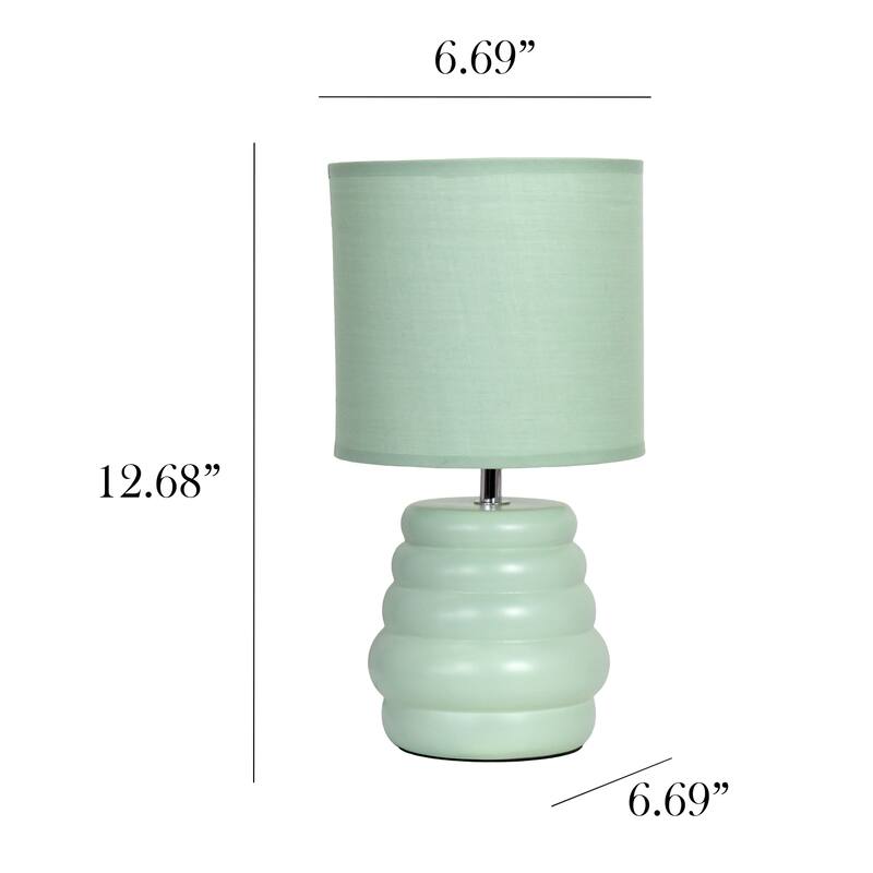 Ribbed Ceramic Table Lamp with Drum Shade - 12.75" - Green
