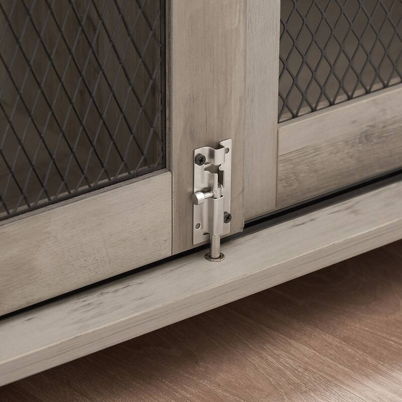Farmhouse Dog Cage Crate Furniture with Sliding Door and Flip-Top Access for Secure Pet Space