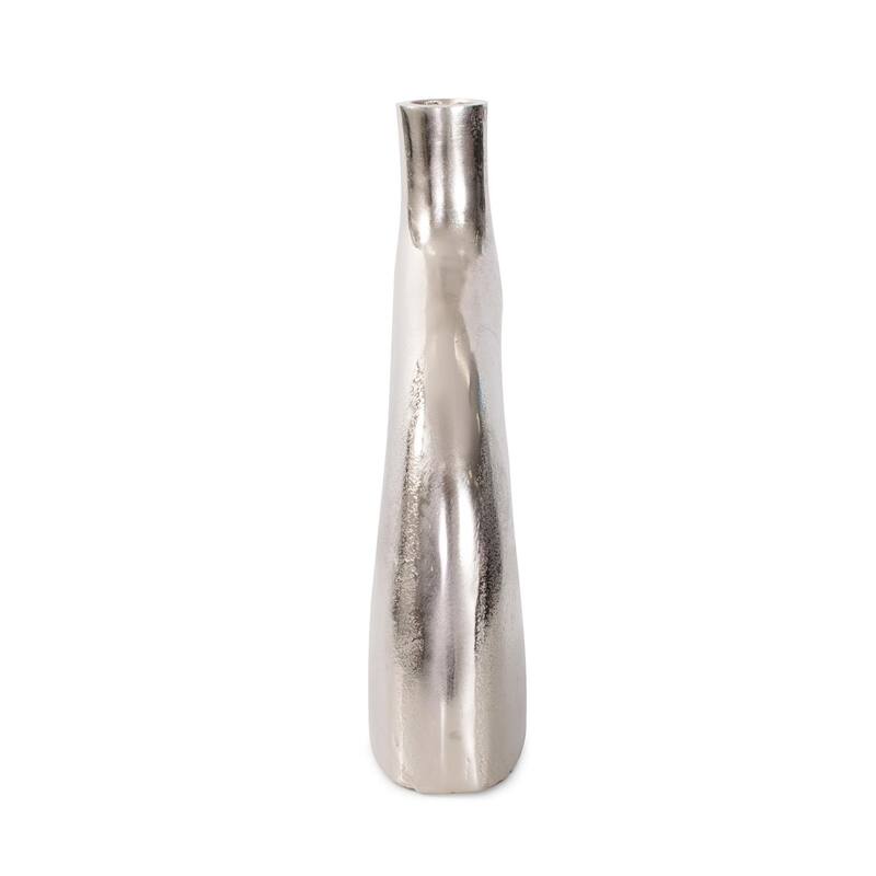 Shirin- Polished Silver Reverse Vase in Cast Aluminum- Short