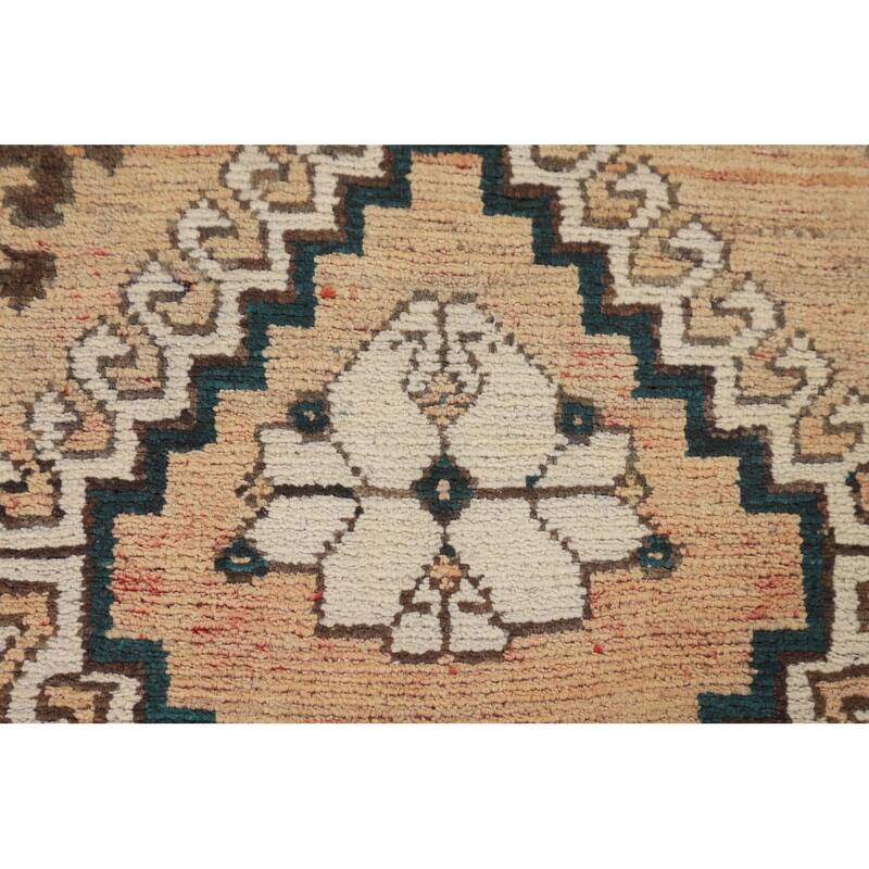 Orange Geometric Bakhtiari Persian Vintage Rug Handmade Wool Carpet - 5'0" x 10'0"
