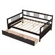 preview thumbnail 18 of 25, Full Size Solid Wood Frame Daybed Wood Bed with Two Drawers and Three Sides Rails,Easy Assemble