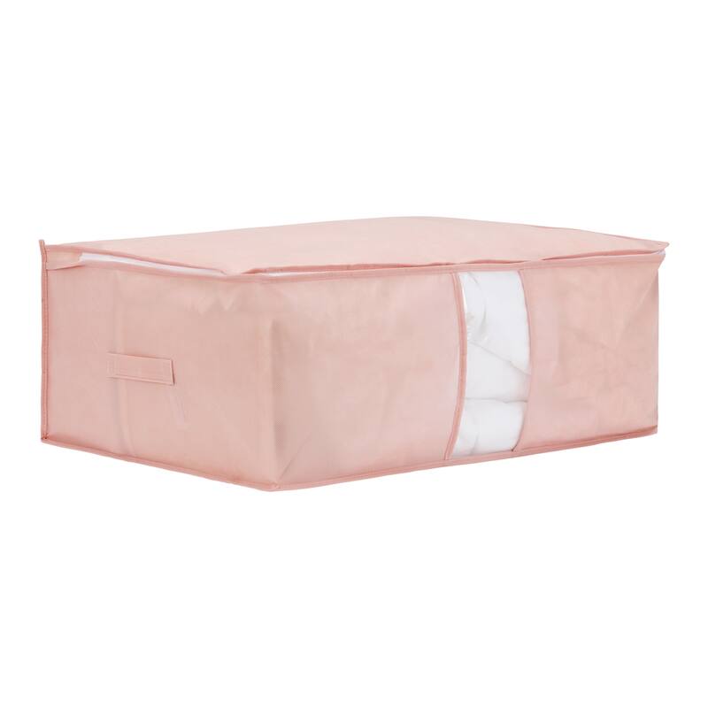 1 Pack Clothes Storage, Storage Bags, Moving Bags for Organizing Bedroom, Clothing, Closet Organizers and Storage with Handles - Pink - 25*17*8in