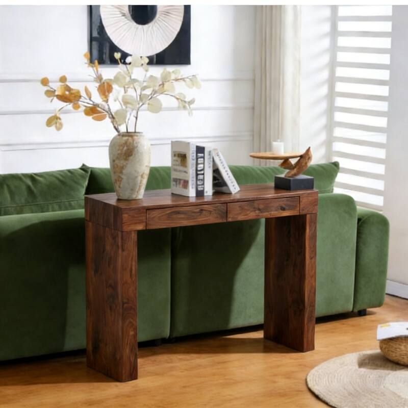 Walnut Console Table Dining Table with Drawers, Hallway Table Entryway Table Accent Table Sofa Side Table - Walnut