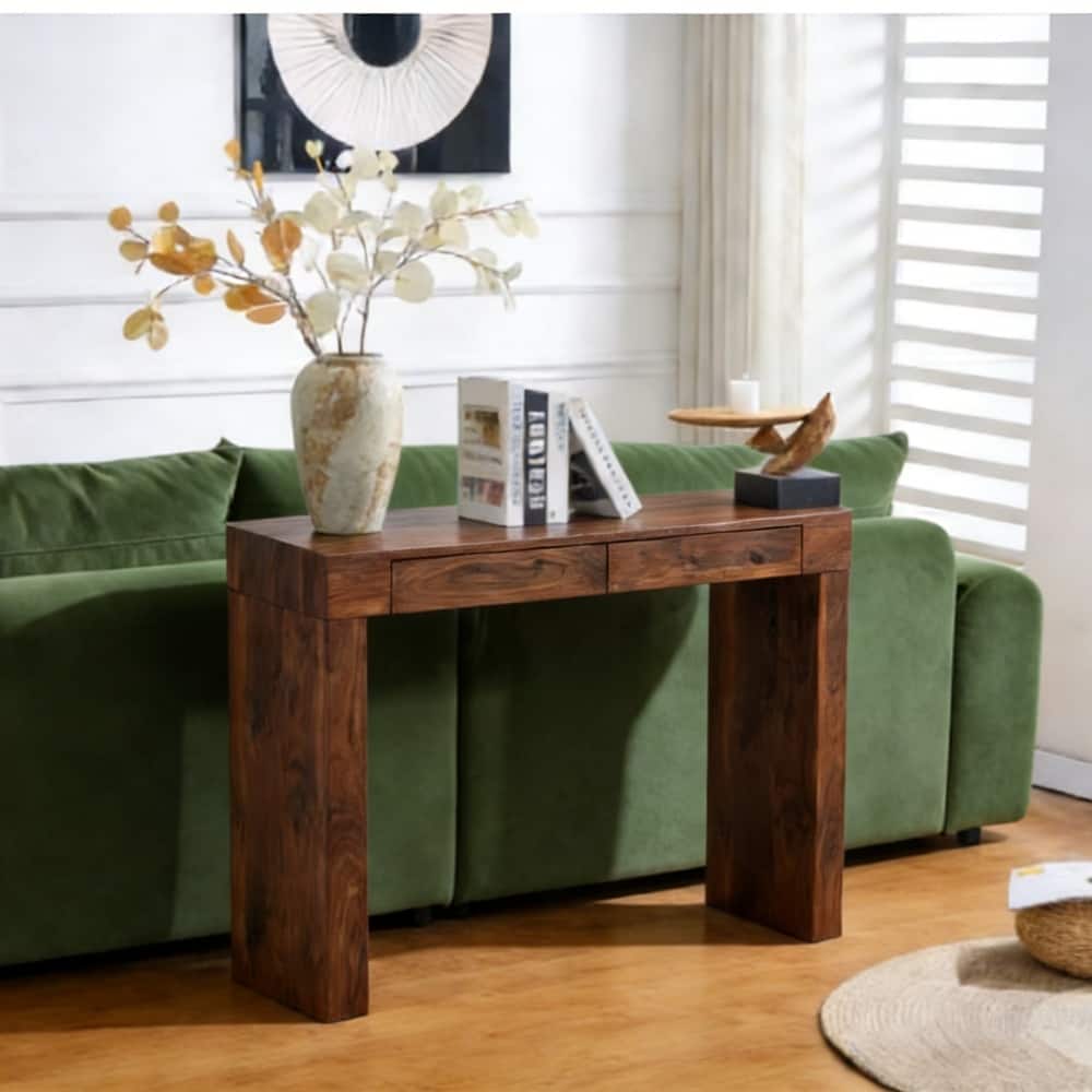 Walnut Console Table Dining Table with Drawers, Hallway Table Entryway Table Accent Table Sofa Side Table