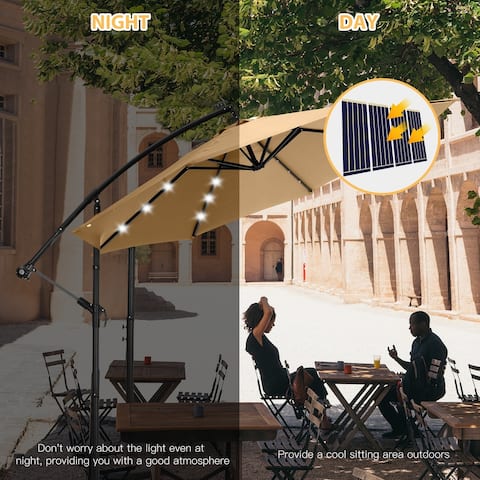 TiramisuBest 10FT Solar LED Patio Outdoor Umbrella Adustment