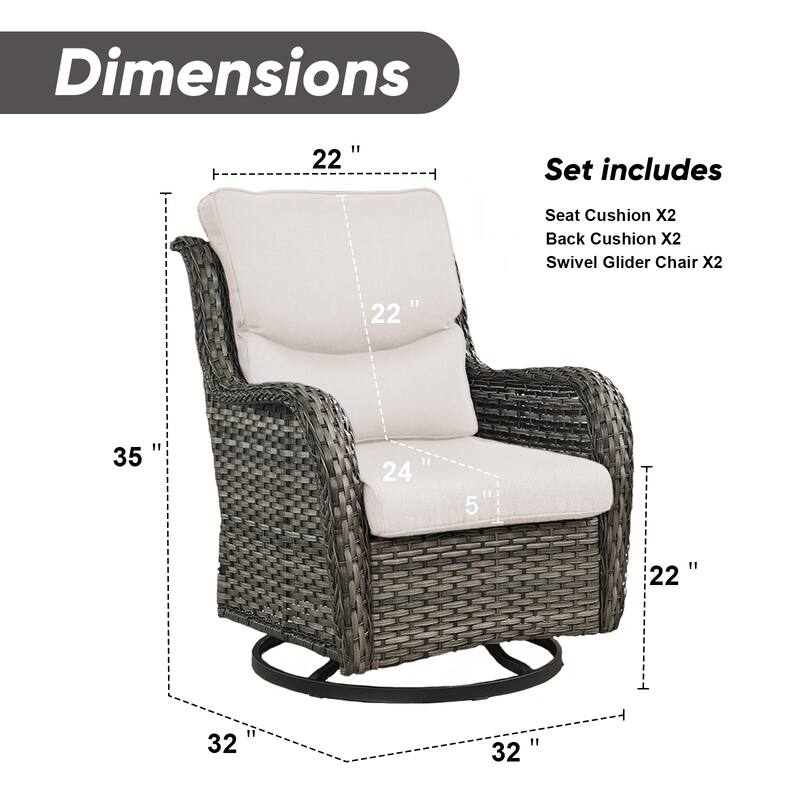 779657388297 Outdoor Swivel Glider Chairs with 4Inch 5Inch 6Inch Cushion
