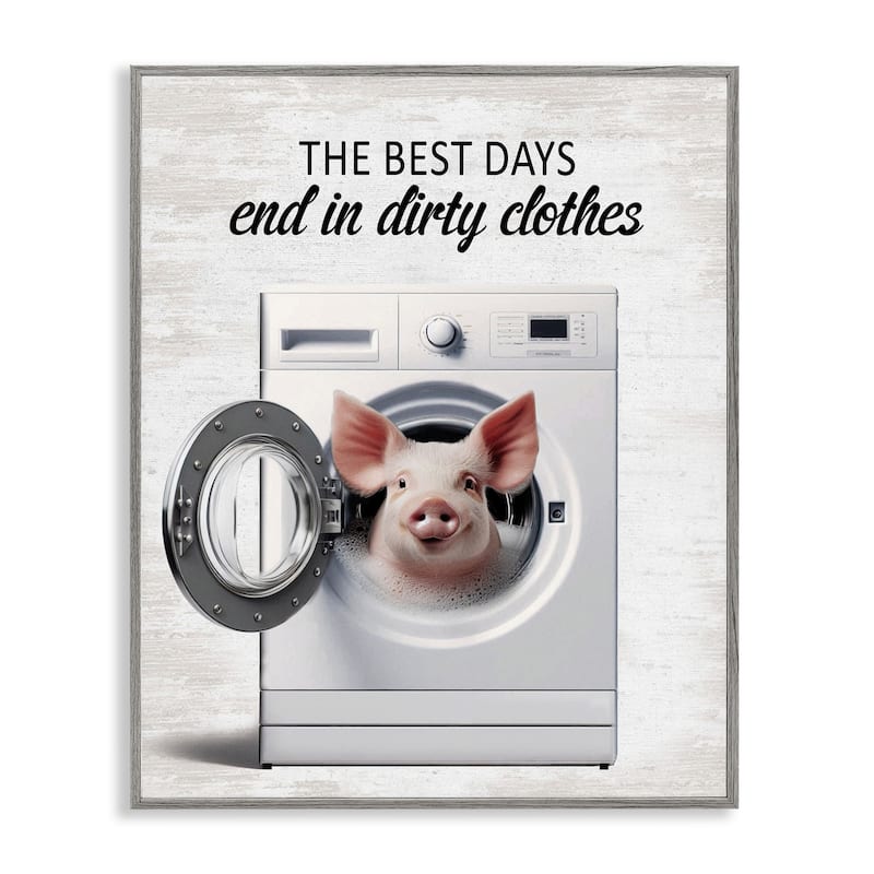 Stupell Best Days & Dirty Clothes Framed Giclee Art Design By Lettered and Lined - 16 x 20 - Grey