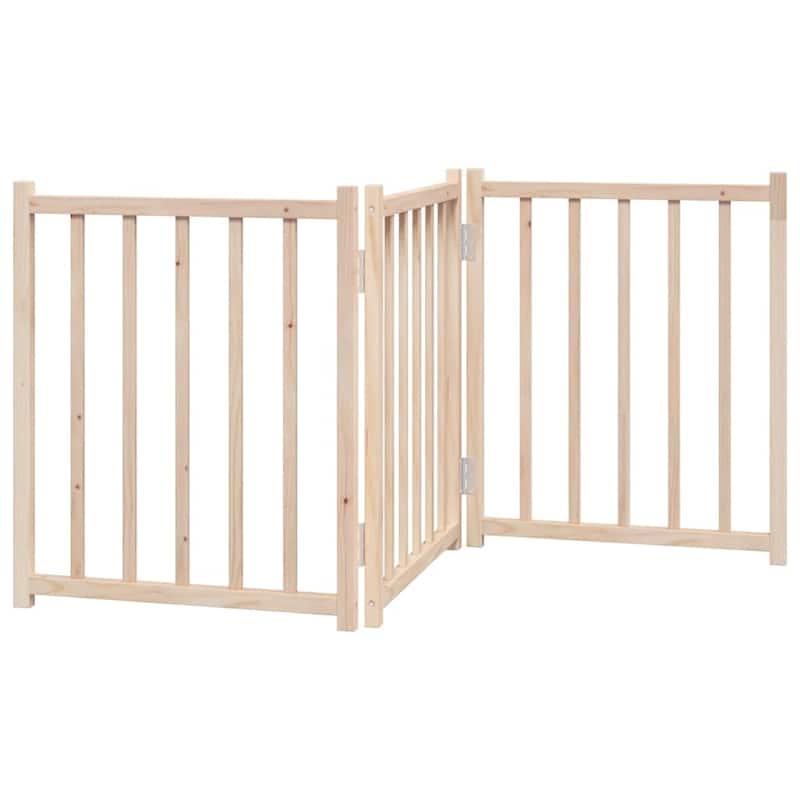 vidaXL Dog Gate Foldable 3 Panels Solid Wood Fir