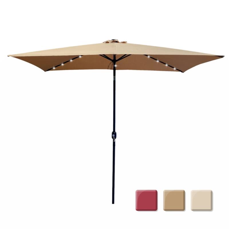Outdoor Patio Umbrella 10 Ftx6.5 Ft Rectangular with Crank Weather Resistant UV Protection Water Repellent Durable 6 Sturdy Ribs