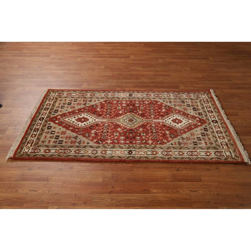 Geometric Heriz Serapi Indian Foyer Rug Handmade Wool Carpet - 2'10"x 5'4"