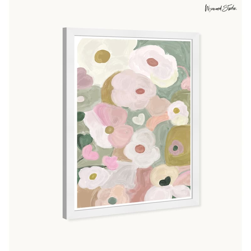 Wynwood Studio Soft Petals Ii Framed Boho Floral 1 Piece Canvas Wall Art