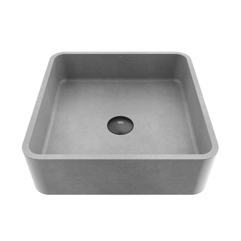 Vigo Concreto Stone 15-3/8" Square Concreto Stone Vessel Bathroom Sink