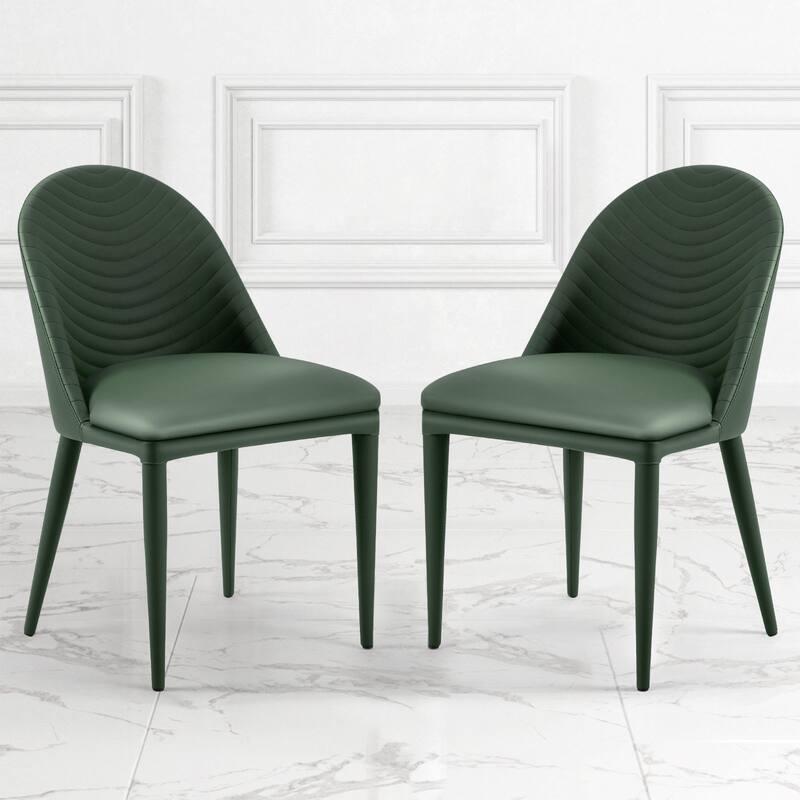 Fully Assembled Microfiber Leather Upholstered Dining Chairs, Set of 2 - 22.44"D x 18.5"W x 32.28"H