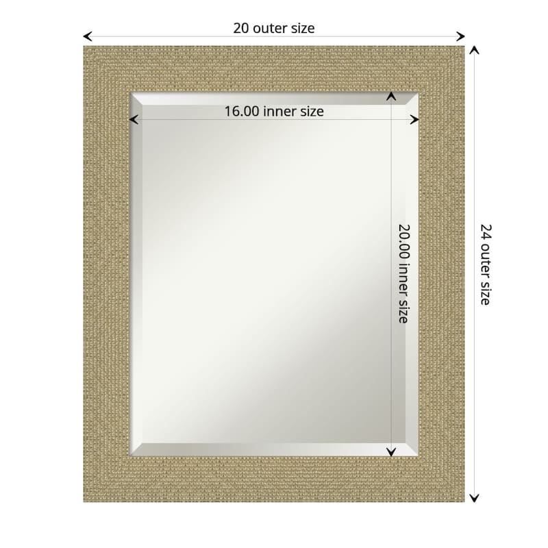 Beveled Bathroom Wall Mirror - Mosaic Gold Frame - Outer Size: 20 x 24 in