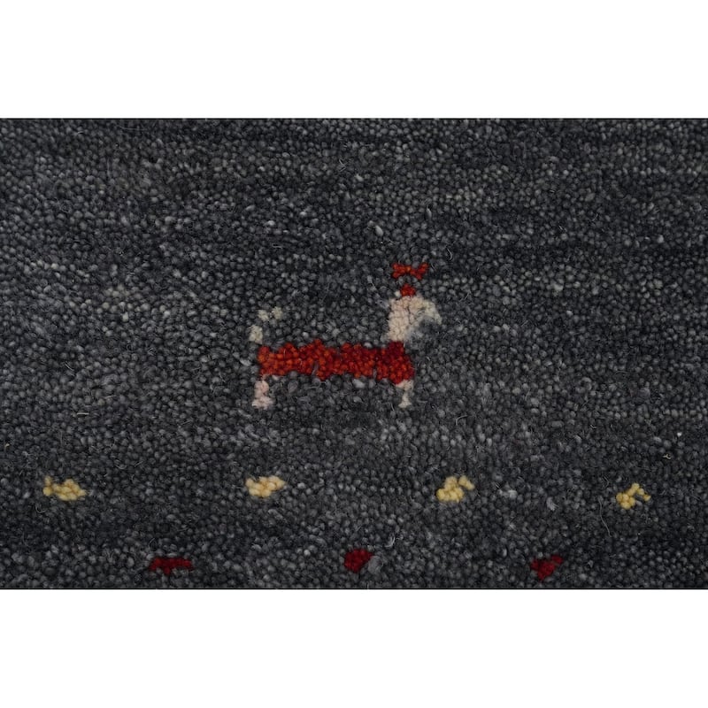 Hand Knotted Oriental 100% Wool Carpet Tribal Animal Pictorial Greys & Charcoal Gabbeh Area Rug - 11' 10'' X 11' 11''