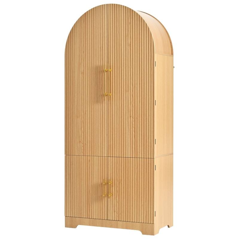 Arched 72" Tall Kitchen Pantry Cabinet with 8 Door Shelves and 3 Adjustable Shelves for Kitchen Storage Solutions