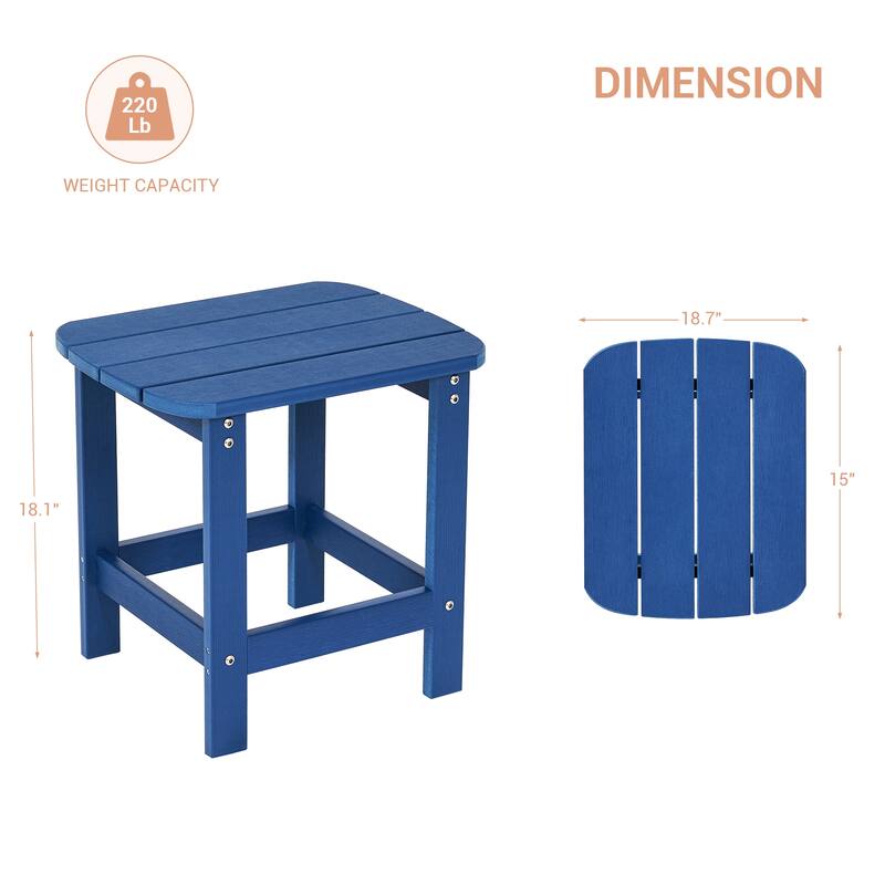 LIVOOSUN Patio Adirondack Plastic Wood Outdoor Side Table for Deck