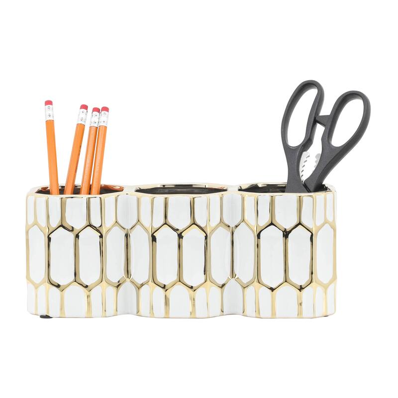 Sagebrook Home Ceramic Pencil Holder - 10" x 3" x 4"