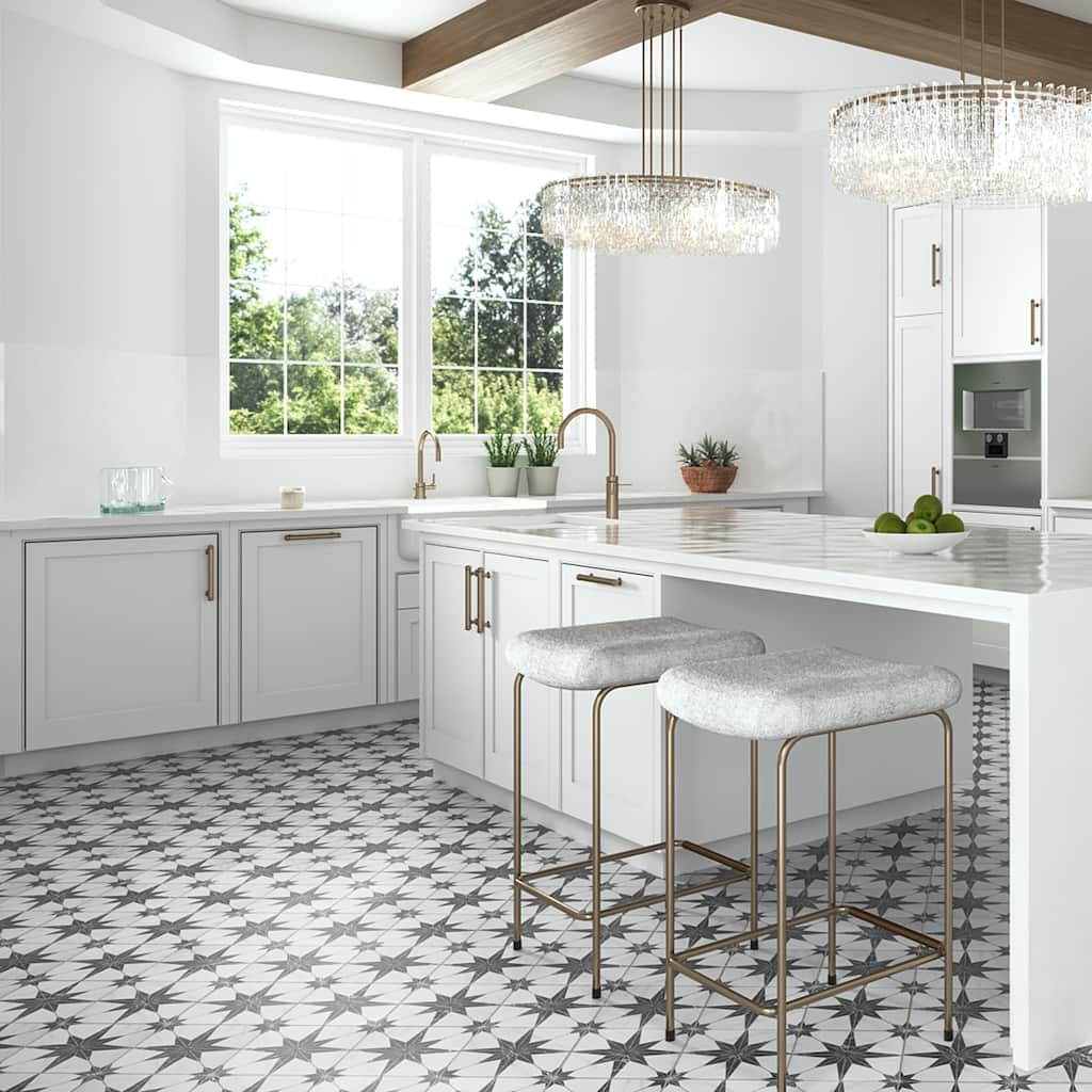 Merola Tile Merzoni Star Marquina 17-7/8" x 17-7/8" Porcelain Floor and Wall Tile