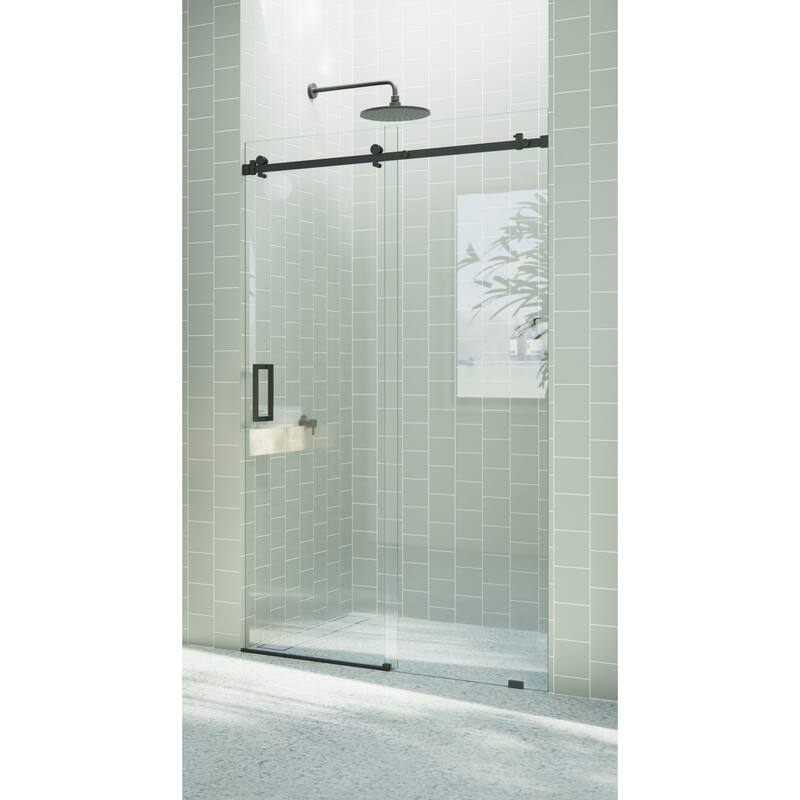 Glass Warehouse 52 in. x 78 in. Sliding Frameless Shower Door with Square Hardware