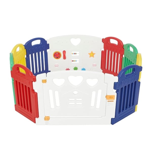 slide 2 of 7, Dream On Me Imagination Station 10 Panel Playpen Multicolor