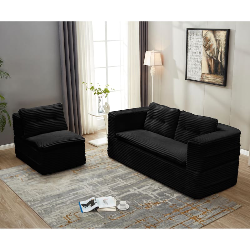 Sofa Bed With Independent Chaise Lounge And Functional Blanket,Convertible Sofa Bed,King Size Bed,Deep Seat
