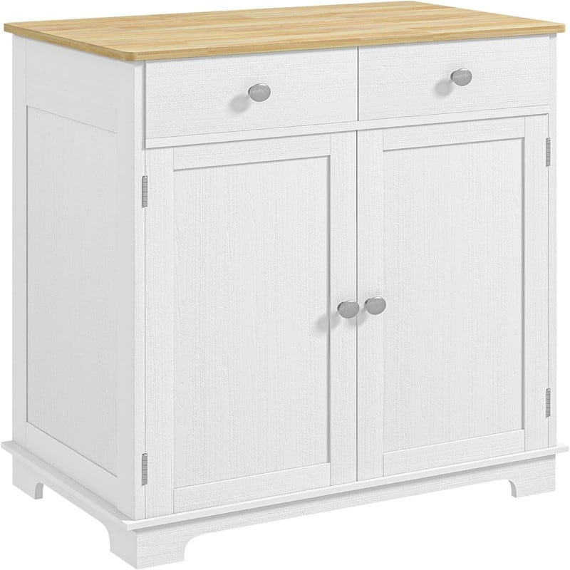 Sideboard Buffet CabinetKitchen Storage Cabinet - 15.75"D x 26.75"W x 33.5"H - Distressed White