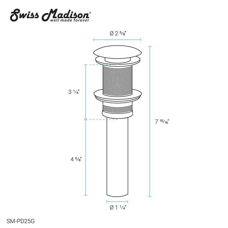 Residential Non-Overflow Pop Up Sink Drain 1.75" in Brushed Chrome