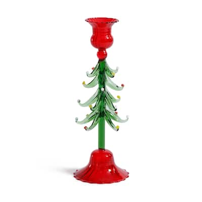 Holiday 9.25" Tall Tree Taper Candle Holders, Set of 4