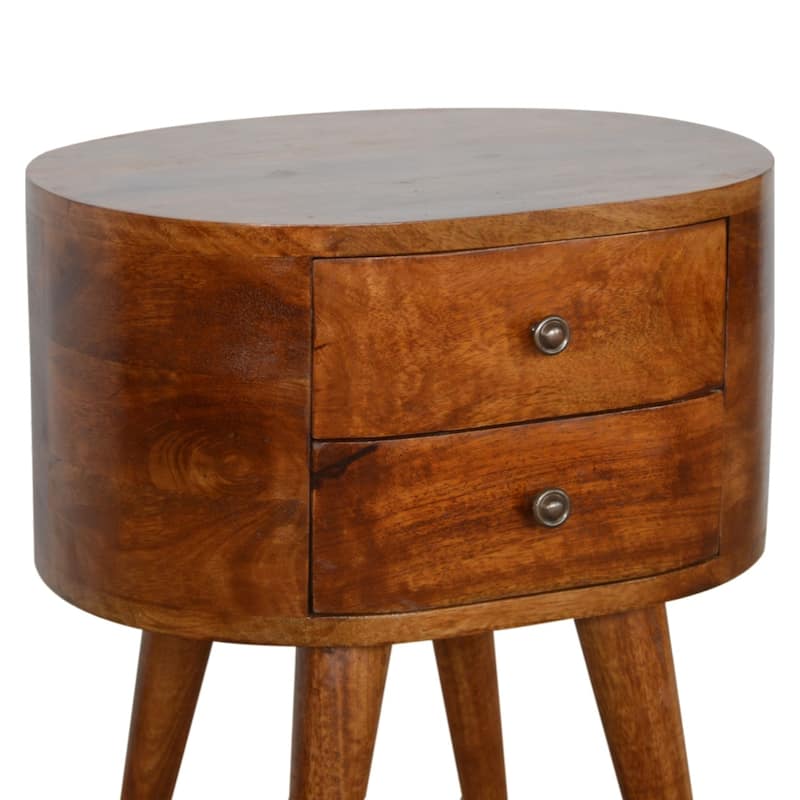 Mid-Century Modern Wood Rounded Coffee Table With Strong Legs - Brown - Wood