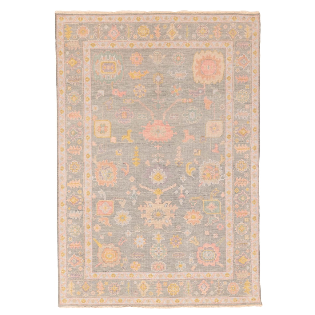 ECARPETGALLERY Hand-knotted Modern Oushak Sage Wool Rug - 6'0 x 8'9