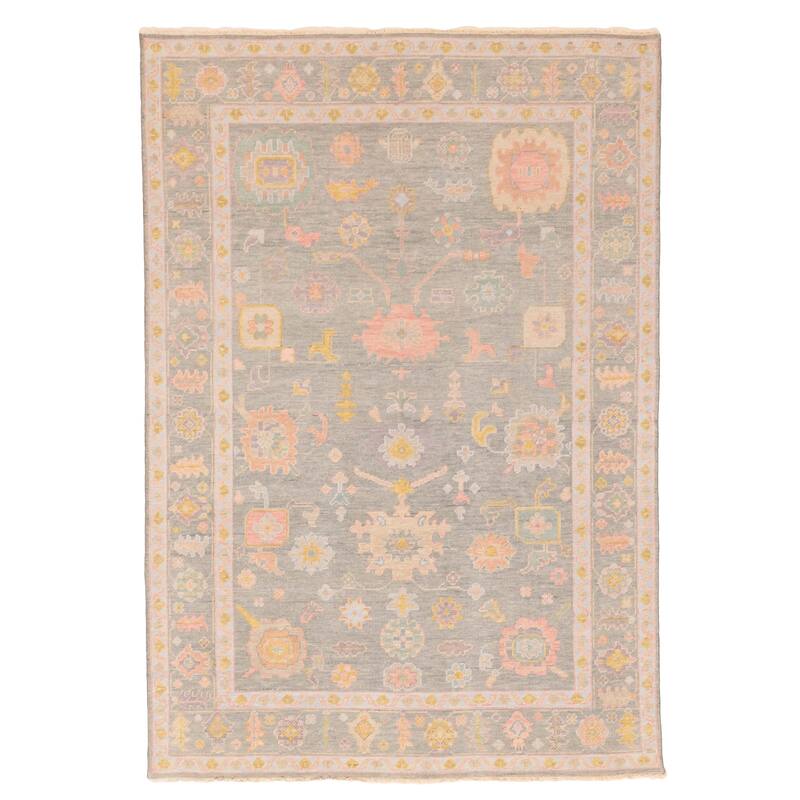 ECARPETGALLERY Hand-knotted Modern Oushak Sage Wool Rug - 6'0 x 8'9