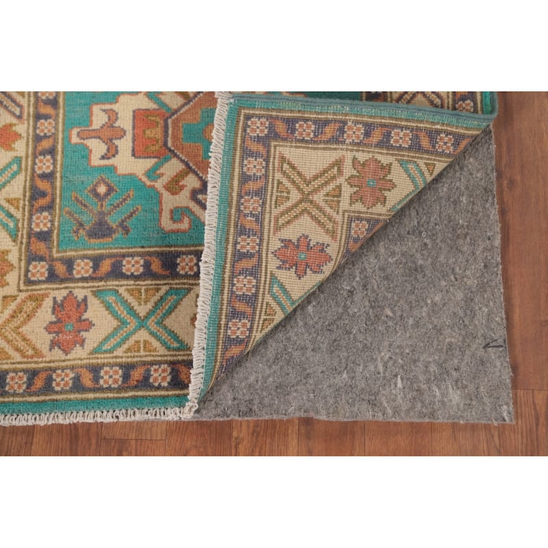 Turquoise Green Kazak Oriental Foyer Rug Handmade Wool Carpet - 2'7" x 4'3"