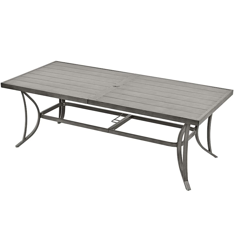 35.5'' W Outdoor Aluminum Dining Table with Umbrella Hole - Grey
