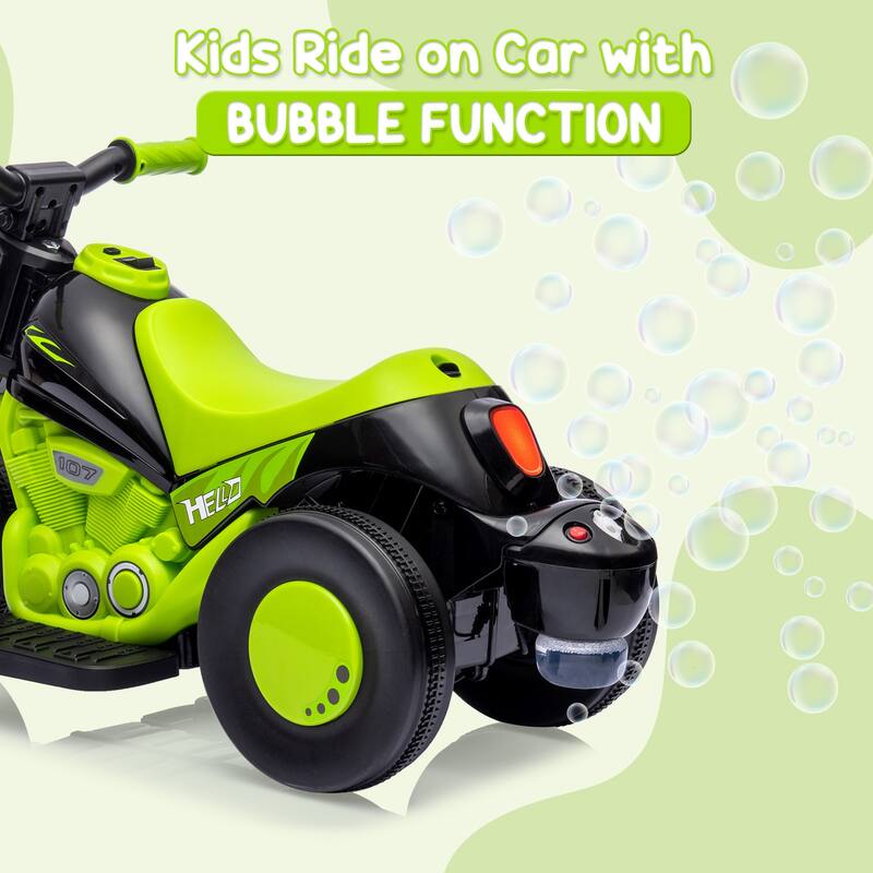 6V Battery-Powered Electric Motorcycle Ride-On Bubble Car for Kids Best Gift