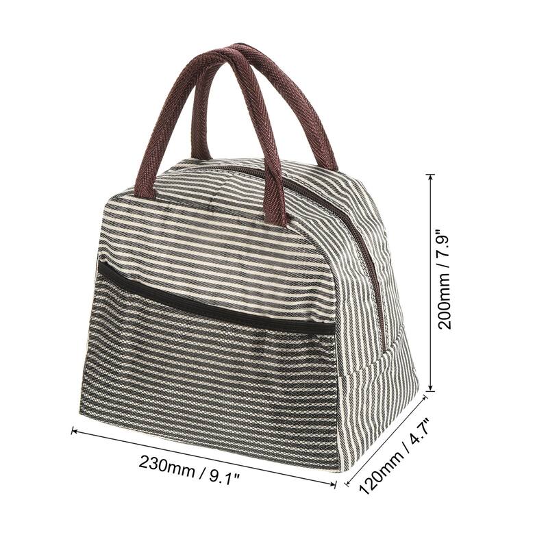 Lunch Bag Tote Bag with Pocket for Work Picnic 9.1"x4.7"x7.9", Blue - Black