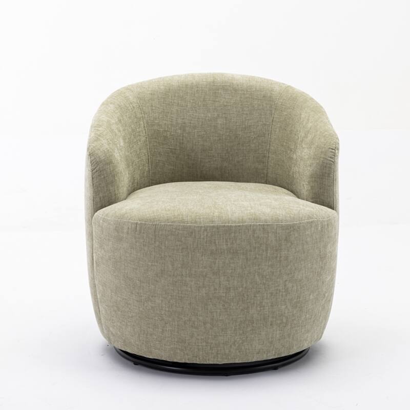 Chenille Fabric Swivel Accent Armchair Barrel Chair - Light Green