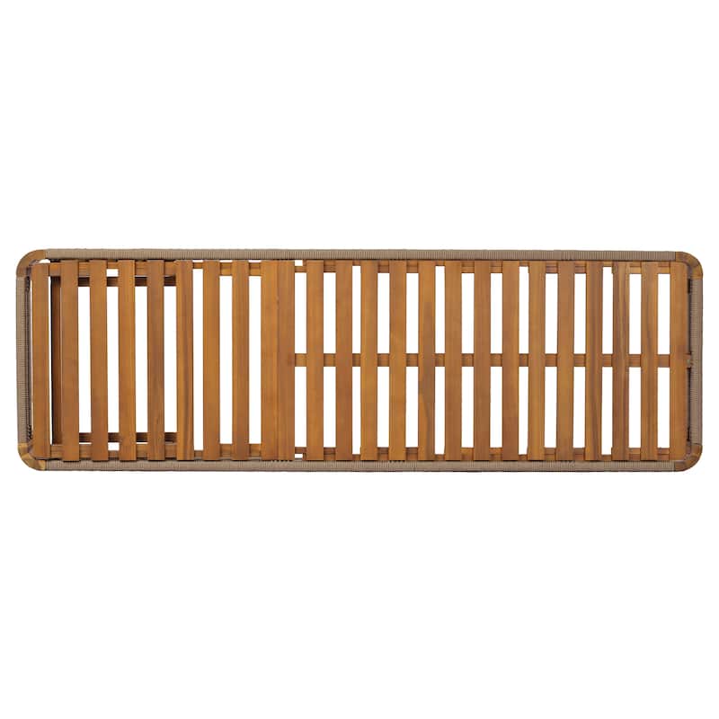 Christopher Knight Home - Delacroix Acacia Wood Outdoor Chaise Lounge with with Adjustable Backrest, Handwoven Rope Accents