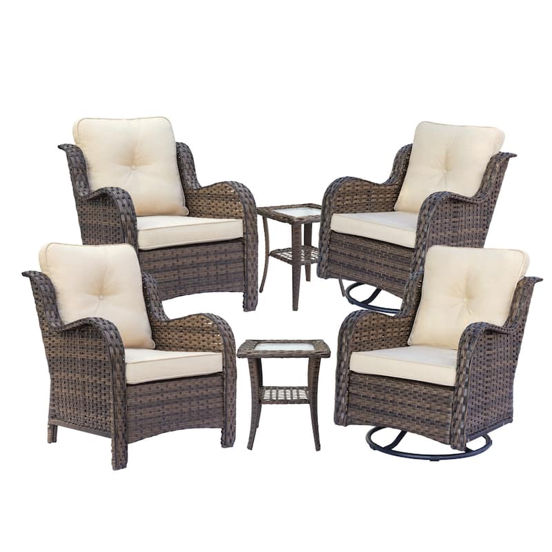 Patio Conversation Sets-Wicker Patio Furniture Sets with Swivel Chairs