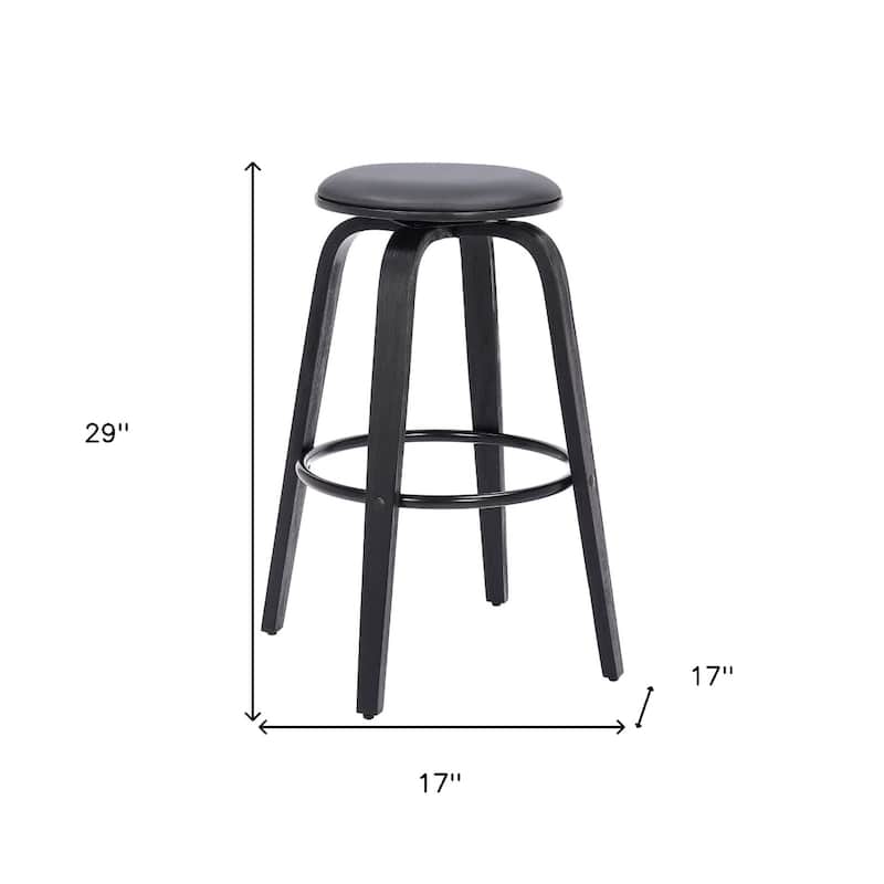 Fabric Backless Counter Height Swivel Bar Stool with Walnut Iron Frame