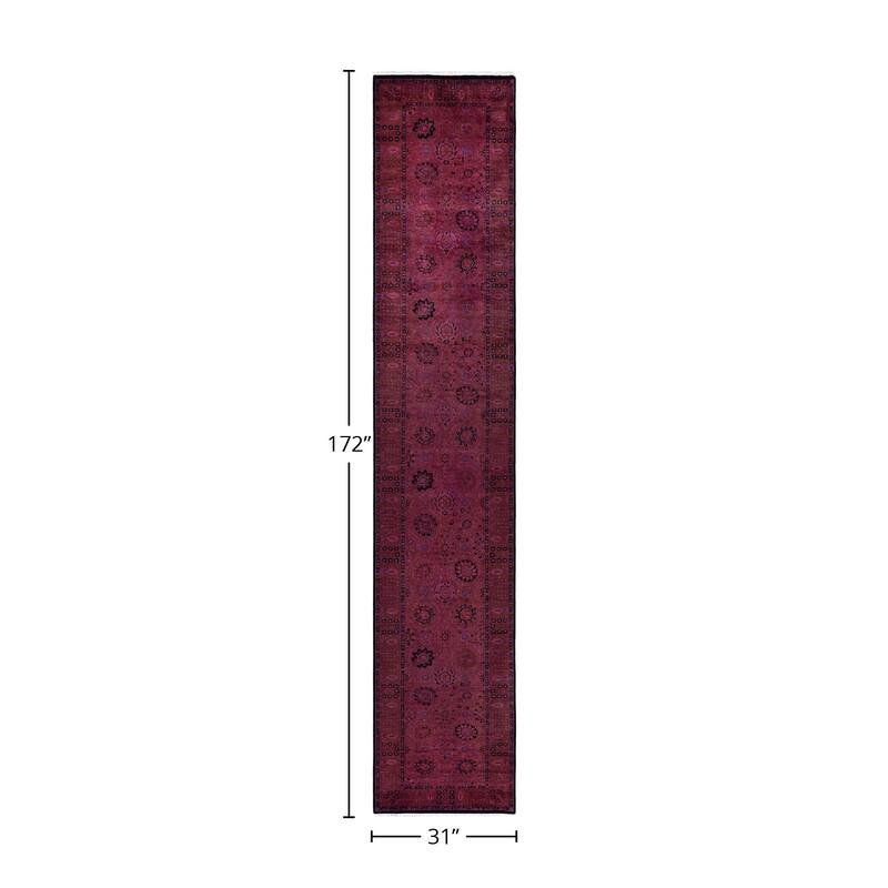 Fine Vibrance, One-of-a-Kind Hand-Knotted Runner Rug - Pink, 2' 7" x 14' 4" - 2' 7" x 14' 4"