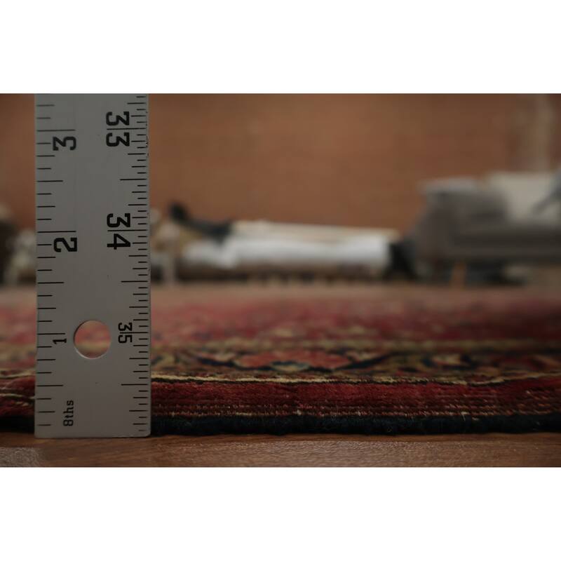 Hand Knotted Oriental 100% Wool Carpet Traditional Floral Red Sarouk Area Rug - 4' 10'' X 3' 4''